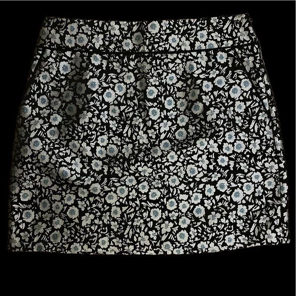 Loft Brocade Skirt -6 black /blue , NWT - Picture 1 of 7